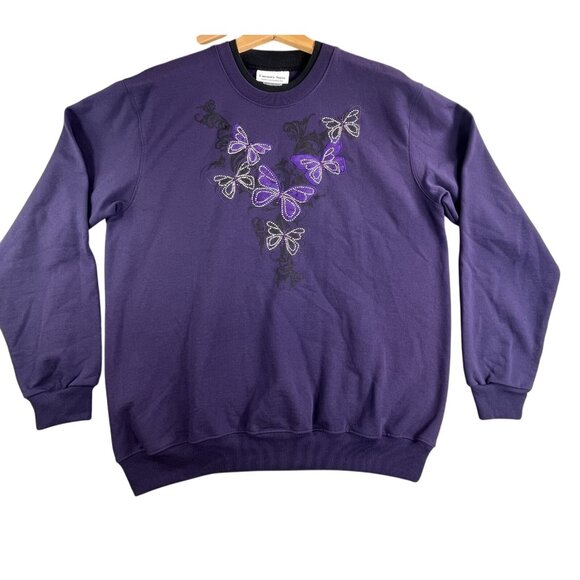 Country Store Sweatshirt Womens Large Butterfly Embroidered Pullover Crewneck - Picture 1 of 9